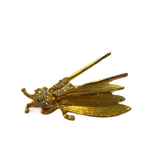 VTG Hattie Carnegie Brooch Pin Moth Locust Insect Fly Bug Trembler Signed 2” - Picture 5 of 5